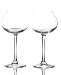Empty wine glasses isolated on white