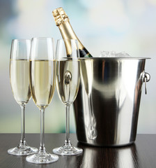Champagne in glasses in restaurant
