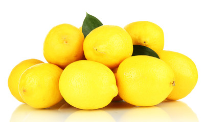 Ripe lemons isolated on white