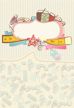 Pretty card with sewing accesories