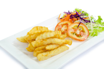 French Fries on plate and Ketchup