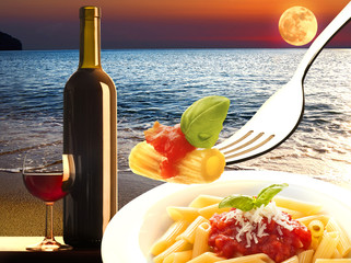 Italian dinner with the full moon