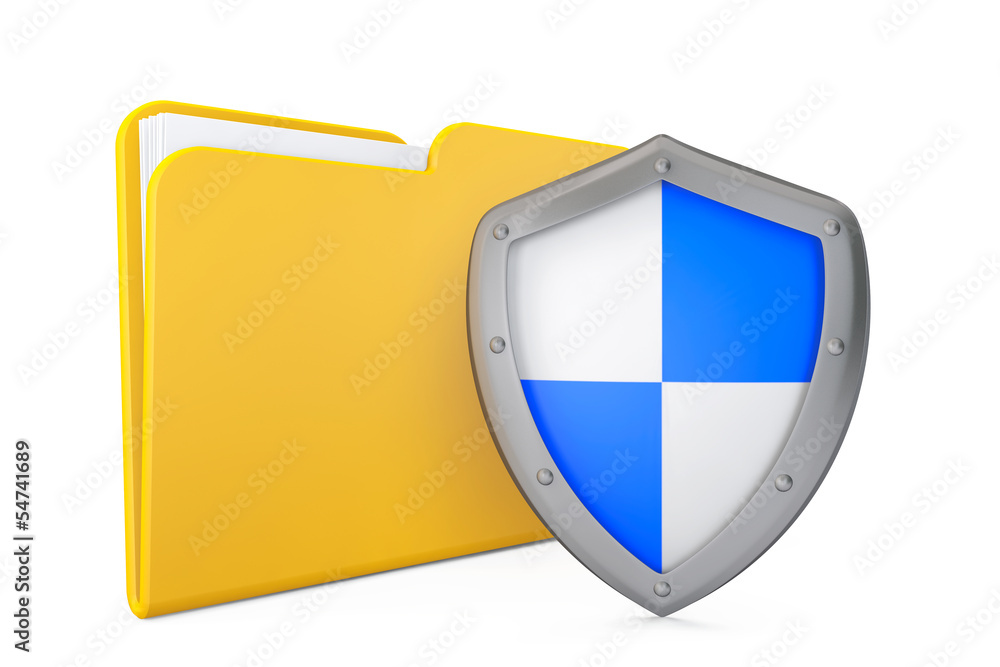 Poster security concept. folder icon with shield