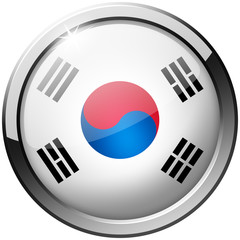 South Korea silver glass realistic flag on white background