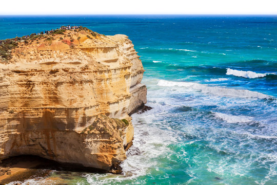 Great Ocean Road and tourists on a cliff