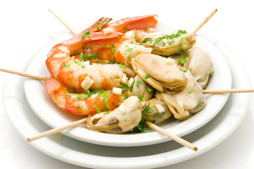 plato de langostinos y mejillones