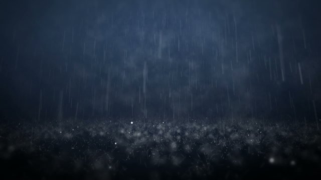 Rain on darkly blue background