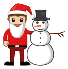 Santa with Snowman - Business Cartoon Characters