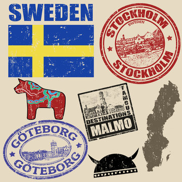 Set of Sweden stamps