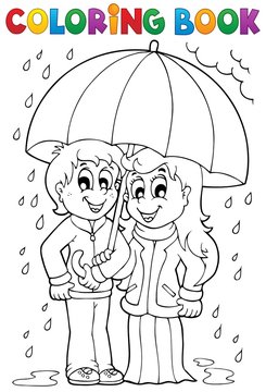 Coloring book rainy weather theme 1