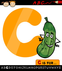 letter c with cucumber cartoon illustration
