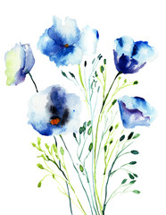 Decorative blue flowers - 54747424