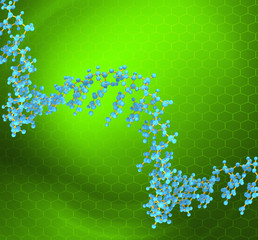 green scientific background with DNA molecule