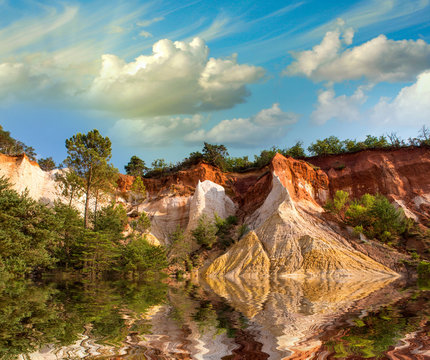 Colorado Provencal, Provence -France. Beautiful red rocks landsc