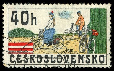 CZECHOSLOVAKIA - CIRCA 1986 shows the image of retro Bicycle