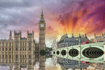 London. Beautiful view of Westminster Bridge and Houses of Parli