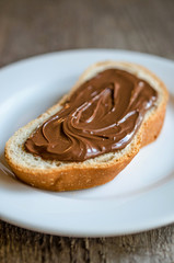 Slice of bread with chocolate cream