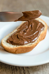 Slice of bread with chocolate cream