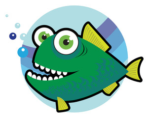 Big angry fish cartoon vector illustration