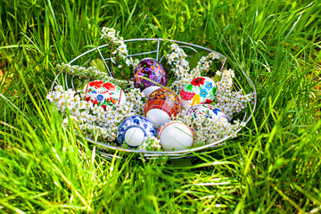 Easter basket on the grass