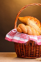 delicious breads in basket and ears