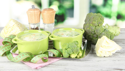 Cabbage soup in plates