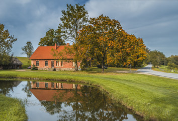 Fototapeta na wymiar Autumnal countryside landscape ,Sigulda,Latvia