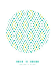Vector green ikat diamonds circle decor patterns backgrounds