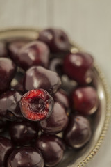 Cherries on a vintage background
