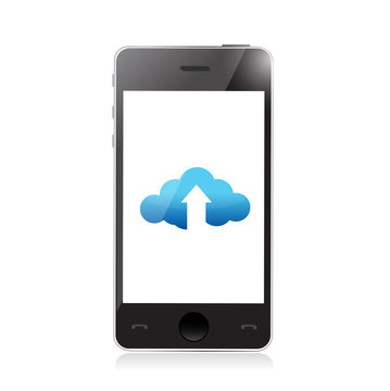 phone. cloud upload and arrow illustration