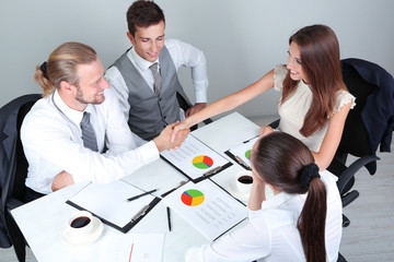 Group of business people having meeting together