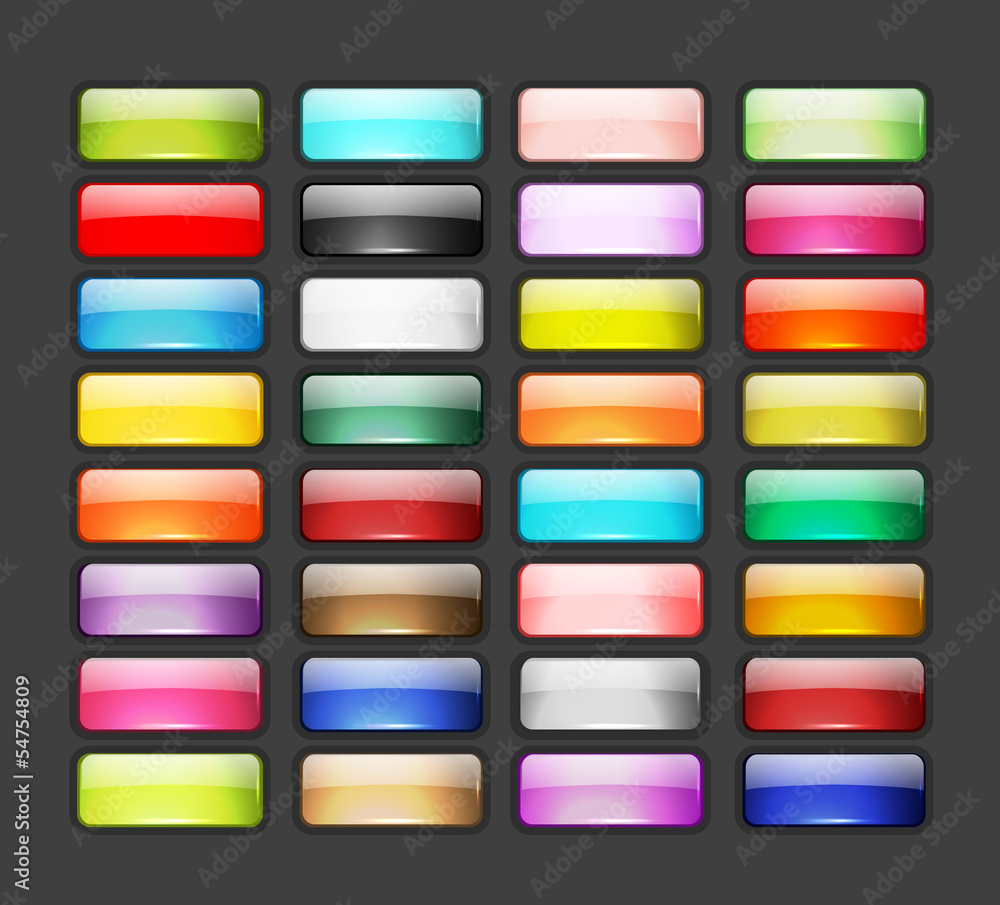 Poster set of glossy button icons for your design
