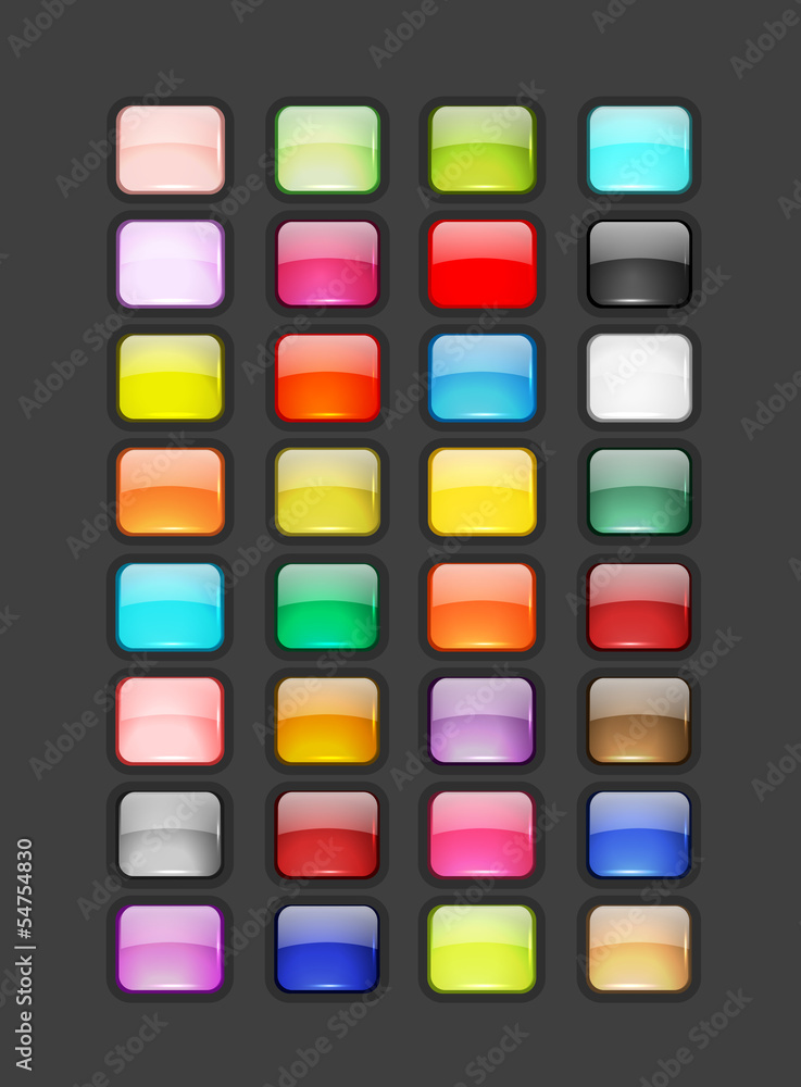 Poster set of glossy button icons for your design