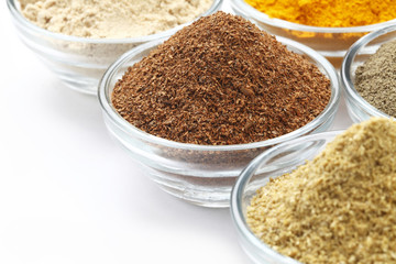 Variety of Raw Authentic Indian Spice Powder