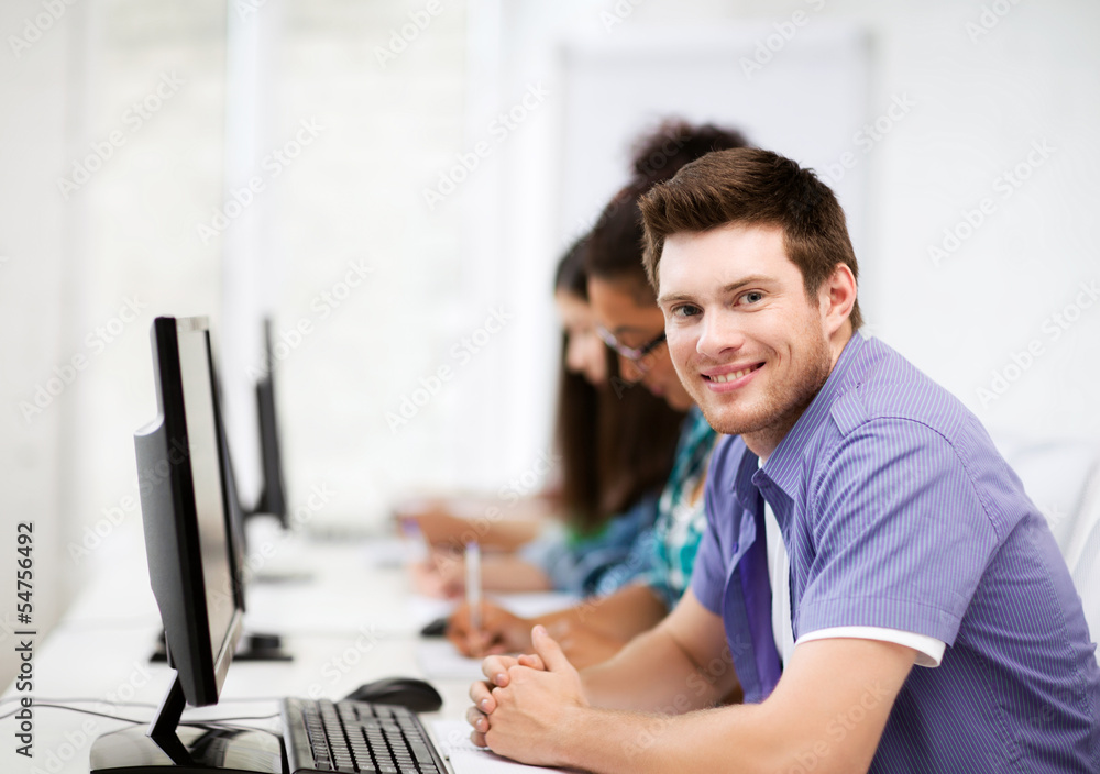 Canvas Prints student with computer studying at school