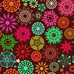 Fototapeta na wymiar Floral seamless pattern with flowers. Copy square to the side an
