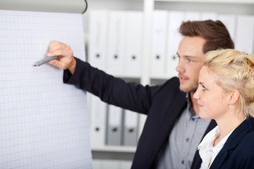 geschäftsleute arbeiten am flipchart