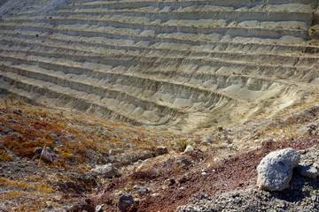 Volcanic land.Bentonite quarry.Milos island.Greece.