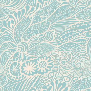 Vector seamless texture with abstract flowers. Endless backgroun