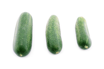 Fresh cucumbers isolated on a white background