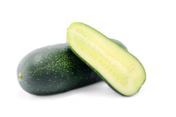Fresh cucumbers isolated on a white background
