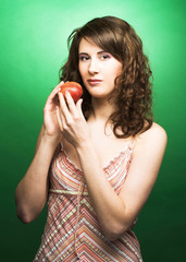 Woman with peaches