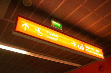 Arrivals information sign in airport