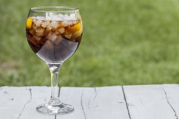 Glass of cola with ice
