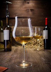 wine glasses and bottles