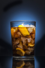Glass of cola with ice