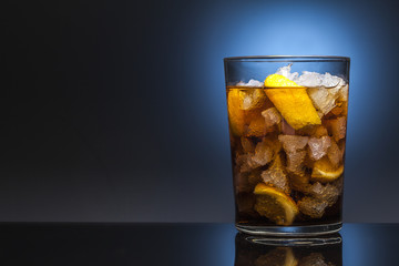 Glass of cola with ice