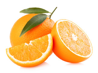 ripe oranges isolated on white background