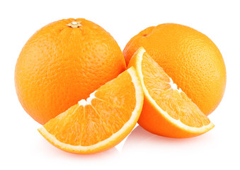 ripe oranges isolated on white background