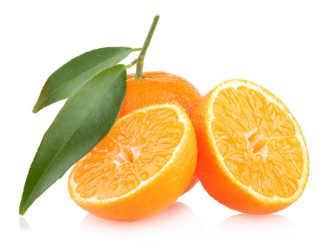 ripe mandarins isolated on white background